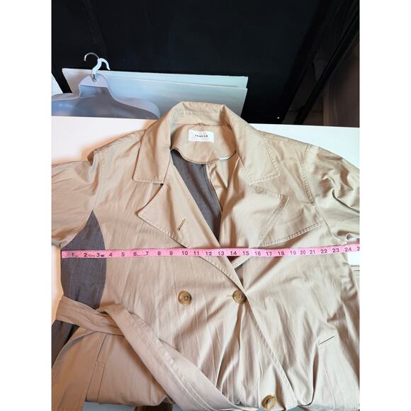 FRAY I.D Double Breasted Trench Coat Oversized Mix Pattern Japanese Minimalism S - Picture 15 of 16